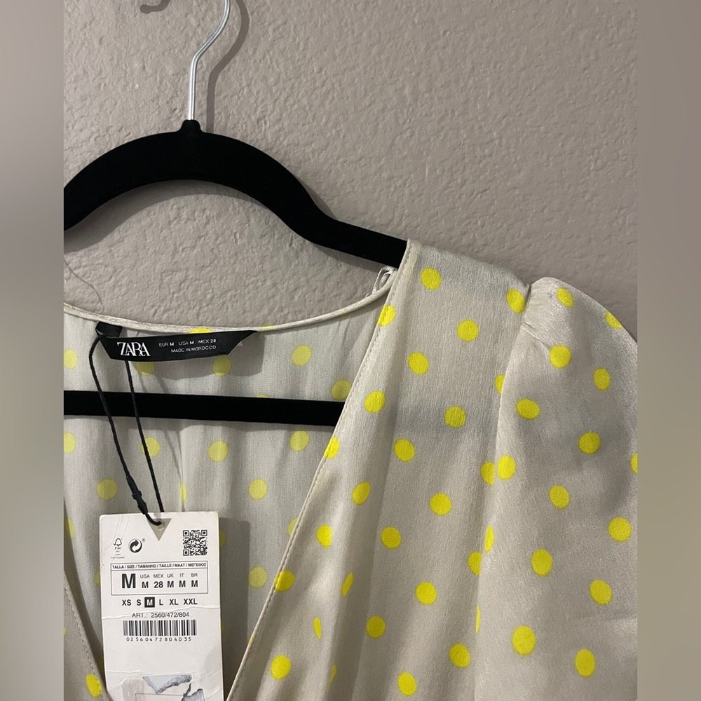NWT ZARA Polka Dot Satin Dress - Picture 9 of 12
